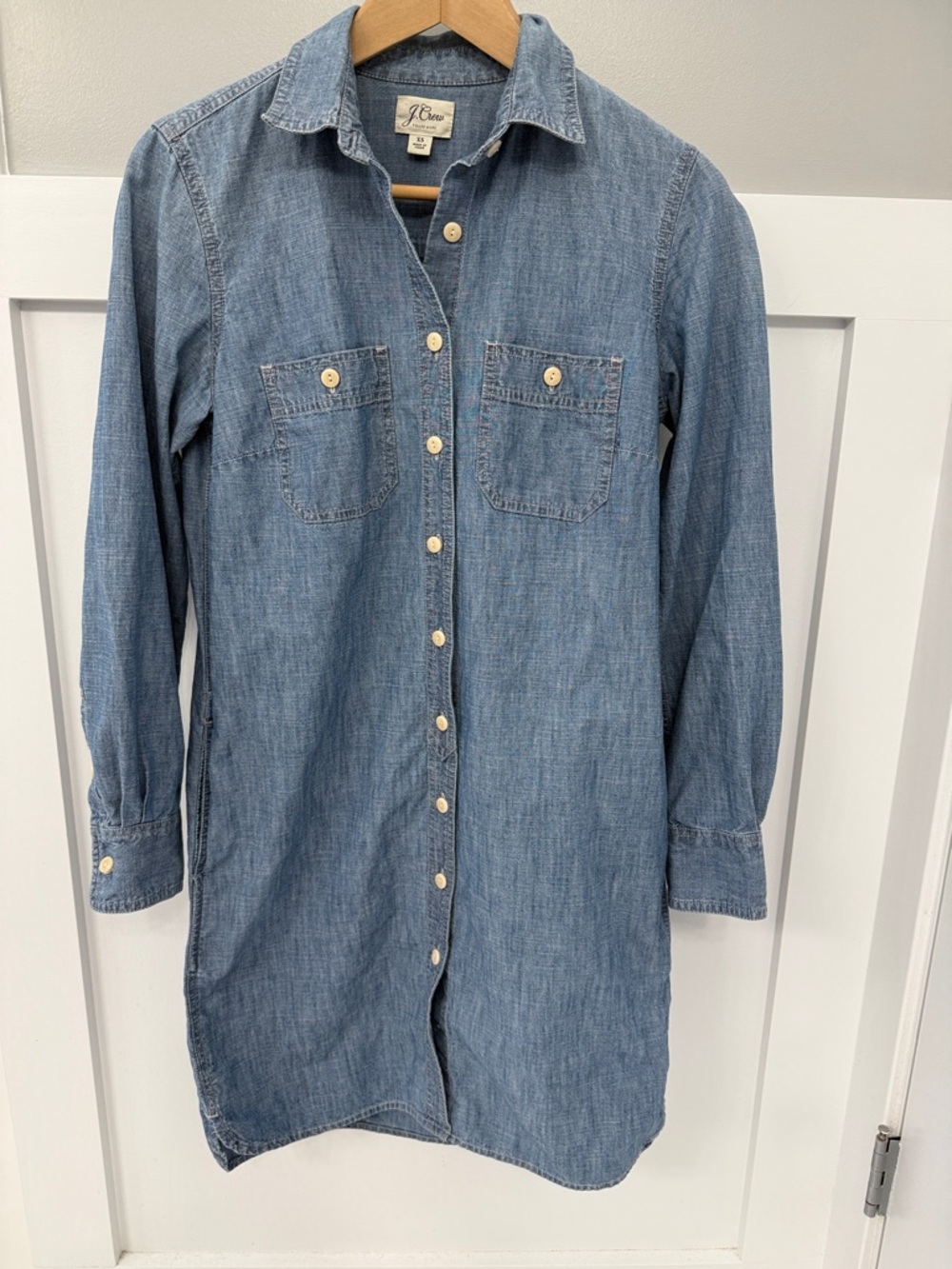 J. Crew Vintage Tag Light Blue Chambray Shirt Dress 100% Cotton